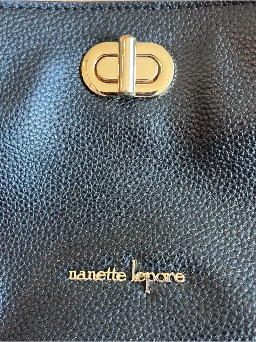 Nanette Lepore Black and Tan Pebbled Leather Crossbody Satchel